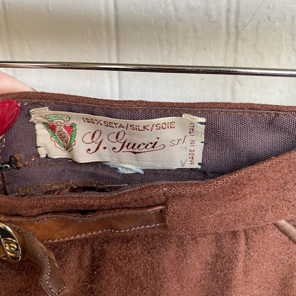 Vintage 1980's Gucci Brown Riding Midi Skirt - Picture 6 of 8